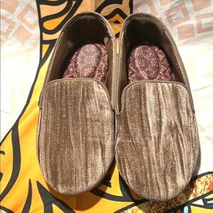 Birdies The Starling flats loafers in Moonstone Brown crushed velvet - Size 7